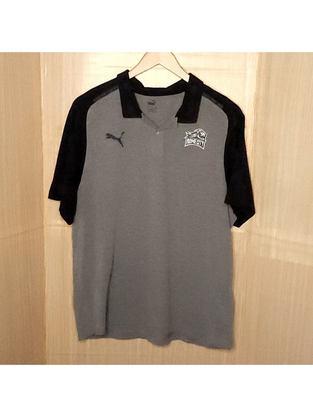 Puma Mens Rome City Black Grey Short Sleeve Polo XXL